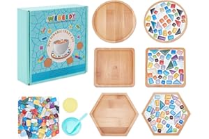 WEBEEDY Kit de Mosaïque de Carreaux de Verre Sous-Verres Bambou Tasse Boissons Bricolage Artisanat Décoratif