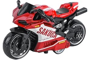 MaSif Spielzeug Motorrad Legierung Simulation Pull-Back Kinder Lernspielzeug Geeignet Für Kinder Über 3 Jahre Alt Geburtstagsgeschenk Ornament Dekoration (Rot)