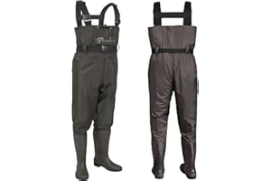 CROCH Waders pour homme et femme - Imperméable - Marron - Avec bottes en caoutchouc - Idéal pour la pêche et les activités de plein air