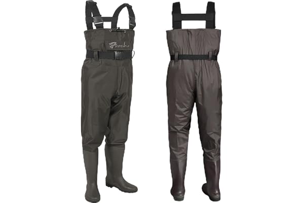 Waders pour homme et femme - Imperméable - Marron - Avec bottes en caoutchouc - Idéal pour la pêche et les activités de plein air