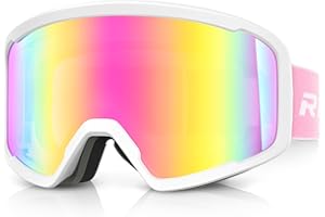 RIOROO Unisex Ski Goggles for Women Men, Snowboard Goggles over Glasses Compatible Helmet, Anti-Fog OTG Design Dual Lens 100% UV400 Protection
