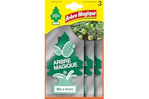 Tavola Arbre Magique, ambientador para Coche, Fragancia Manzana Verde, Perfume Agradable y refrescante, duración hasta 7 semanas, Fabricado en Italia, Formato Multipack de 3 Unidades