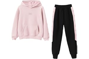 L SERVER Survêtement de Sport Enfants Filles de mode Capuche Sweat-shirt Casual Gilet à Manches Longues Costume&Ensemble de Sport Veste + Pantalons