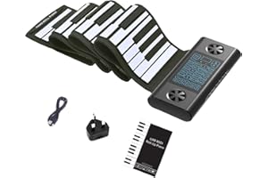 OYAYO 61 key Roll Up Piano, Roll up Keyboard piano With 128 tones and rhythms MIDI Bluetooth and adapter, Foldable Piano Keyboard External DC 5V power supply possible for Beginner Kid Adult
