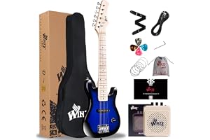 Winzz 80 cm mini elgitarr barn lönn greppbräda elektrisk gitarr nybörjare set för barn med förstärkare, färg