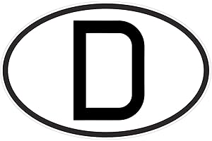 DEFORMAZE Sticker Deutschland D-Zeichen Aufkleber Länderkennzeichen D Symbol schwarz-weiss 14 x 10 cm Selbstklebend KFZ Auto Scheibe Anhänger LKW Boot UV Wetterfest für außen und innen