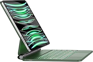 HOU iPad Air 11 Pouces 2024 Clavier（M2） iPad Air 5ème & 4ème génération étui Clavier pour iPad Pro 11 Pouces (4ème / 3ème / 2ème / 1er) Gen,Trackpad Multi-Touch,Magic-Stand Keyboard Case,AZERTY,Vert