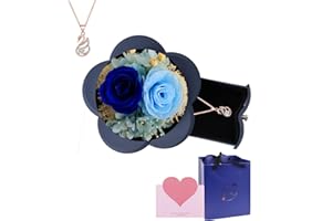 FIMAGO Preserved Real Rose with I Love You Necklace in 100 Languages Large Eternal Rose Gifts for Her for Wedding Anniversary Birthday Valentine's Day Mother's Day (YMY-DIA_G-Fbp13)