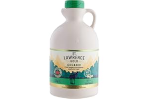 St Lawrence Gold Organic Maple Syrup 1L - 100% Pure Canadian Amber Maple Syrup - Rich, Caramel Butter Taste for Pancakes, Waffles, Cooking and Glazing - Gluten Free, Vegan
