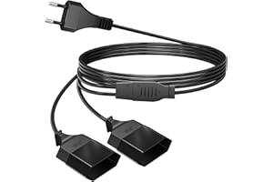 HITRENDS 3M Cable de alimentación alargador 2 en 1, cable de extensión tipo C, enchufe europeo a doble tipo C Eurohembra, 0,75 mm², máx. 2,5 A/250 V para TV, PC, monitor, lámpara, electrodomésticos, color