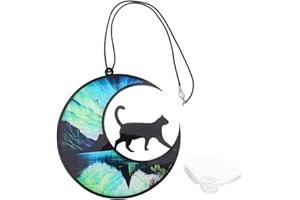 Yardwe Wall Hanging Decor 1 Set Stained Acrylic Windows Hangings Acrylic Black Cat Cat Moon Wall Sculptures Black Cat Stained Glass for Home Living Room Bedroom Decorations