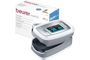 Beurer PO 30 - Oxymètre de pouls digital professionnel pour la mesure de la saturation en oxygène dans le sang et le pouls, 61 x 36 x 32 mm, 57 gr, blanc et argent