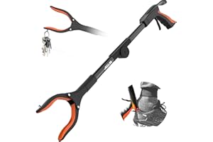 Jellas Pinza Telescopica, 80 cm Pinza Telescopica Pieghevole, Pinza Prensile, Raccoglitore di Immondizia, Pinza Morsetto in Gomma (Arancia)