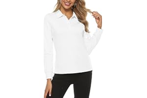 AIRIKE Women's Long Sleeve Polo Shirts Lady-fit Casual Sports Golf Work Tee Tops