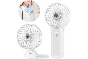 Lepwings Ventilateur portable, mini ventilateur USB rechargeable avec 4 vitesses et 16h d'autonomie, silencieux et pliable, ventilateur de cou pour maison, bureau, voyage, été - blanc