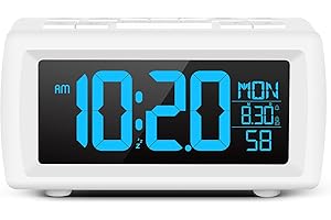 KOOKH-CLOCK Alarm clock bedside,Digital clocks radio alarm for Bedrooms with Power cord,Large Big Numbers desk clock with Brightness Dimmer,7 Font colors, Dual Alarm(Buzzer/FM Radio) with Sleep Timer,Snooze