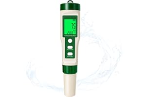 GLEISA 5-In-1 PH Messgerät, Digital Wasserqualität Tester, Messung pH, TDS, EC, Temperatur, Präzision ±0.1, Wasser pH Messgerät für Pool, Trinkwasser, Aquarium, Hydroponik, Gartenarbeit, Schwimmbäder