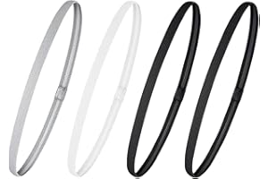 Ryaupy Ensemble de 4 Bandeaux de Sport Élastiques et Mince - Bandes de Tête Antidérapantes pour Cheveux, Idéaux pour le Jogging, le Football, le Yoga et Autres Exercices