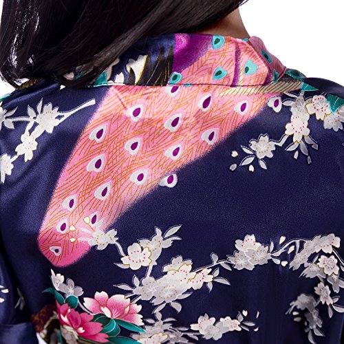 CuteOn Kinder Mädchen Kimono Robe Satin Seide Weiche Blossom Peacock Bademantel Nachtwäsche für Kinder Brautkleid Kleid - 4