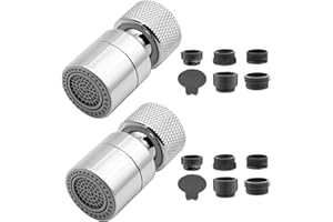 DIVONO 2pcs 360° Rotatable FM22/M24 Kitchen Tap Aerator Spray Head with Adapter for Sink,Faucet Extension Sprayer Booster Nozzle for Tap End,Replacement Extender Water Filter Swivel Diffuser Attachment