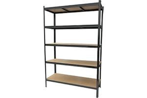StoreRack Garage Shelving Units, 5 Tier Storage Racking, Wide 1 Bay Heavy Duty Industrial System for Home, Garage, Work Shop, Office and Shed (Black)