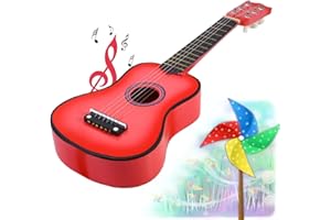 STOBOK Kids Guitar Christmas Decorations 21 Inch Guitar 6 String Vintage Style Classical Wooden Folk Music Instruments for Kids Beginner (Pink) Toys
