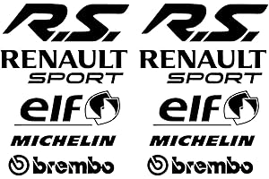 STICK CRÉA Stickers autocollant Sponsors convient pour Renault Sport Clio Megane RS Twingo ref: r12 (Noir)