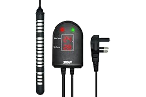 SZELAM Aquarium Heater 300W Fish Tank Heater with Separate Temperature Controller and Dual LED Displays, Tropical Fish Heater with Protective Case Suitable for 150-350L Fish Tank