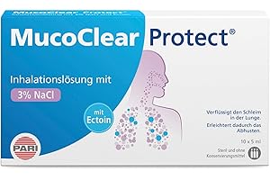 ‎PARI PARI MucoClear ProteECT 3% NaCl Inhalationslösung mit Ectoin – Hypertone Kochsalzlösung zum Inhalieren – für Kinder und Erwachsene – 10 Ampullen á 5ml – Steril, ohne Konservierungsstoffe