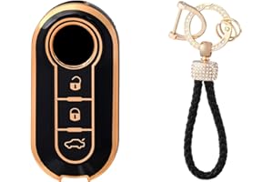 OFFCURVE Custodia Chiavi con Portachiavi Cover Chiave, Guscio Chiave Copri Chiavi Auto Telecomando per Fiat 500 500L Panda Ducato Doblo Brava Bravo Punto Lancia Ypsilon Delta Musa