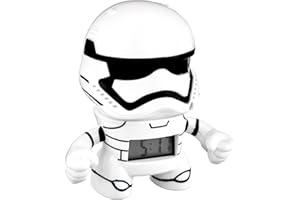 BulbBotz Star Wars 2021371 Sturmtruppler Kinder-Wecker mit Nachtlicht und typischem Geräusch , weiß/schwarz, Kunststoff , 14 cm hoch , LCD-Display , Junge/ Mädchen , offiziell