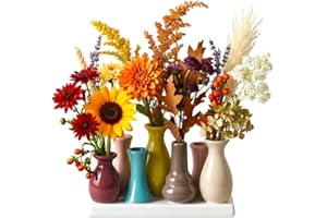 ‎JINFA Jinfa kleine Vasen Set - 7 mini Vasen aus Keramik- kleine Blumenvasen bunt für Tischdeko Fensterbank - Moderne Deko