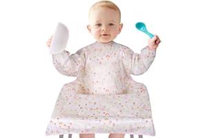 Vicloon Babero de Manga Larga Babero Impermeable Un Babero Se Puede Fijar en Una Silla Alta es Adecuado para Bebés y Niños Pequeños