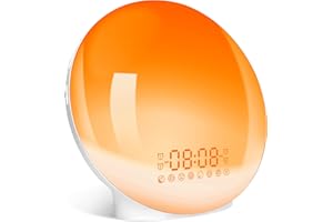 Honestself Sunrise Alarm Clocks,Wake Up Light Alarm Clock Bedside Clock with Light for Sunrise Sunset Simulation, Double Alarm+Snooze, with 11 Colorful Atmosphere Lamp, 7 Nature Sounds & FM Radio