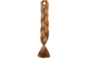 S-NOILITE Extensiones de cabello trenzado jumbo de 1 piezas Crochet Pelo trenzado sintético 60cm Castaño claro