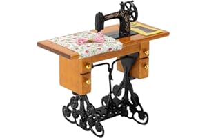 Yunxwd Puppenhaus Nähmaschine, Mini Nähmaschine Mini Puppenhaus Möbel Mechanische Spieluhr für Sammlung Jubiläum Geburtstagsgeschenk 1:12 Möbel Puppenhaus Dekoration