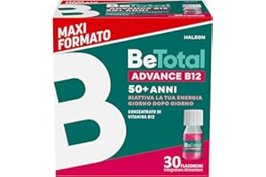Be-Total Advance B12 Integratore Alimentare Con Vitamina B12, per fornire un sostegno in caso di stanchezza fisica e mentale dopo i 50 anni, 30 Flaconcini