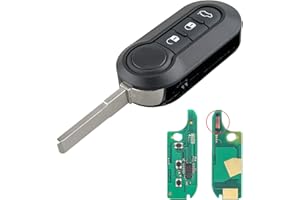 Heart Horse 3 Buttons Fiat Folding Remote Key Fob Cover with 433Mhz PCF7946 Chip Fit for Fiat 500 Doblo Ducato Qubo Grande Punto Panda Evo 2007-2018 Car Remote Key Shell Case - Delphi BSI