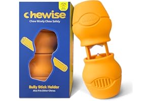 PETCLAN Chewise Soporte para Palitos Naturales de Toro para Perros, Uso rudo, diseño para prevenir el atragantamiento, Juguete para Mascotas Libre de BPA, Compatible con Varios tamaños y Razas
