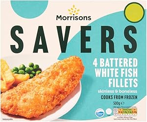 MORRISONS Savers 4 Battered White Fish Fill…|200