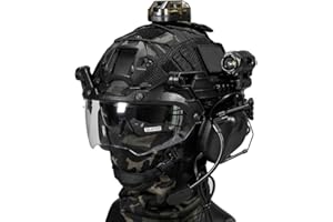 AQzxdc Caschi Fast Paintball, con Cuffia Tattica e Modelli Telescopici, Visiera e Occhiali di Protezione, Torcia Elettrica, Luce Lampeggiante, Supporto NVG, per Airsoft Shooting