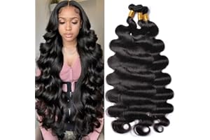 MSGEM Body Wave Bundles Human Hair 3 Bundles 20 22 24 inch 12A Brazilian Body Wave Human Hair Weave 100% Unprocessed Virgin Human Hair Extensions for Black Women Natural Color