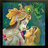 SAF Radha Krishna Special Effect Wooden Framed Wall Painting for Living room and Bedroom, 12x12-inch Frame/30x3x30cm(Multicolour)