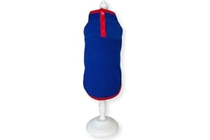 Cara Mia Dogwear Lightweight Button Neck Dog Fleece Vest Shirt Coat (L, Royal Blue/Red)