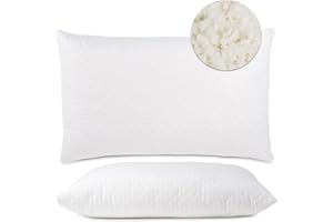 Flowen Cuscino Letto Matrimoniale e Singolo Guanciale per Dormire con Imbottitura in Fiocco di Memory Foam Supporto Collo e Spalle per Dolore Cervicale Anallergico Federa Poliestere Traspirante