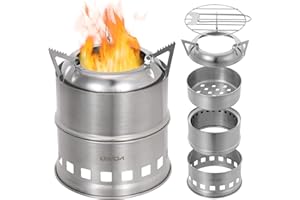 Lixada - Sartén plegable de acero inoxidable para camping, senderismo, cocina