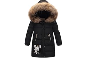 Tilozs Winterjacke Mädchen Wintermantel Warme Parka Stepp Mantel Länge Winter Jacke mit Fellkapuze Kinder Dicke Outdoorjacke