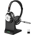 Wantek Wireless Headset with Microphone for PC Bluetooth Headset with Noise Canceling Microphone
