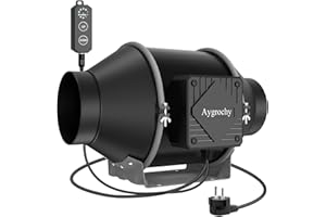 Aygrochy 100mm Extractor de Aire con regulador PWM, ventilador extractor para Baño, Sótano, Garaje, Cocina, Tente de Culture Hydroponique