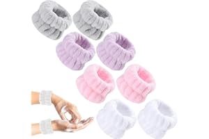 BNXF 4 Pairs Wrist Washband Wash Set,Microfiber Wrist Sweat Bands Ladies Soft Wristbands,Face Washing Wristband Spa Wrist Towel,Women Face Wash Wristband for Women Prevent Liquid from Spilling Down Arms